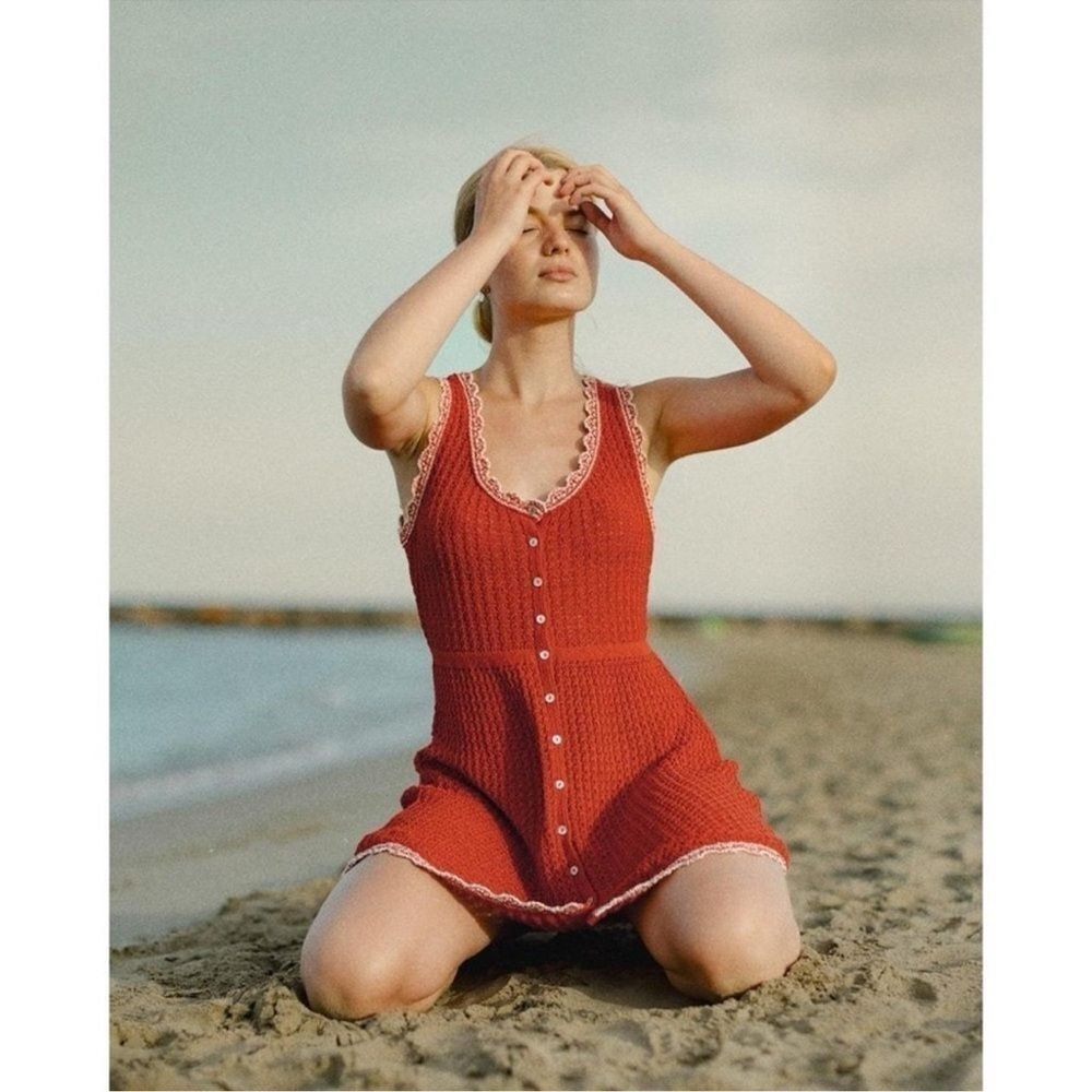 Zara pointelle knit mini dress